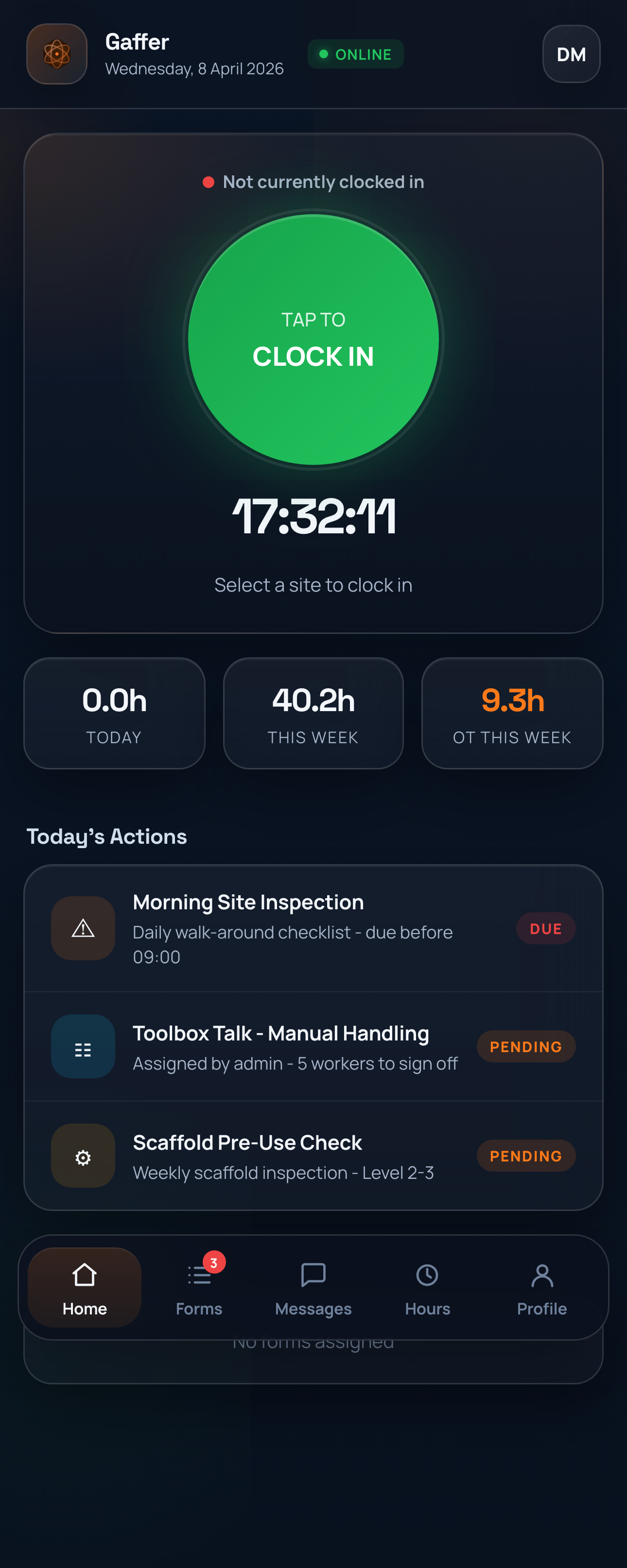 Gaffer worker app